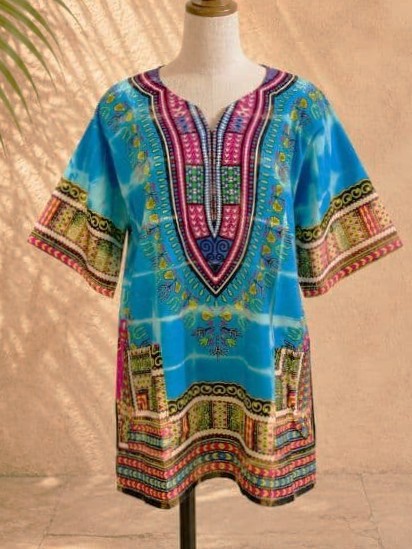 画像1: タイダイ染め＊アフリカンプリント＊ダシキ＊ＤＡＳＨＩＫＩ＊Ｍ