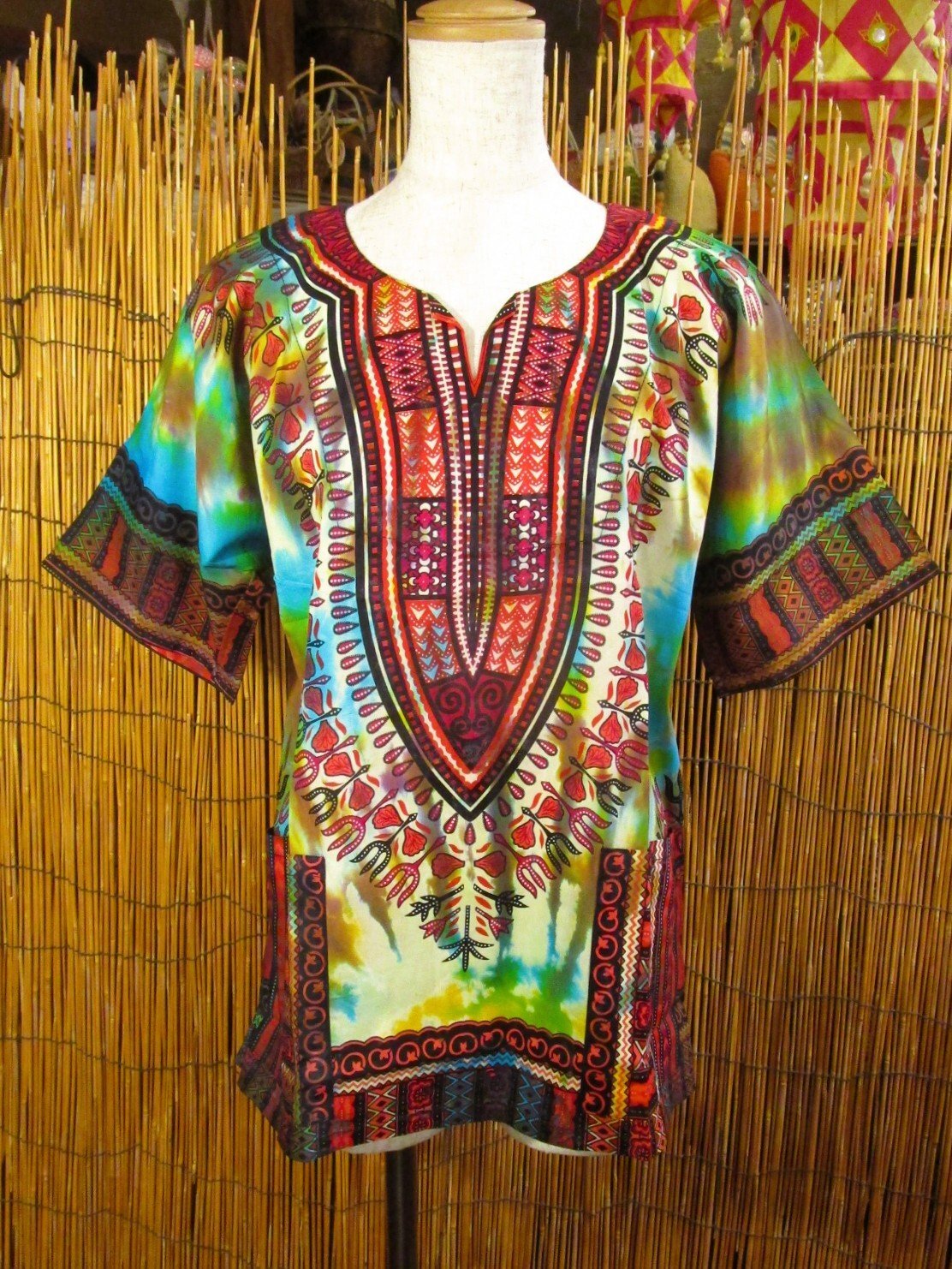 画像2: 小さめサイズ＊タイダイ染め＊アフリカンプリント＊ダシキ＊ＤＡＳＨＩＫＩ＊Ｓ