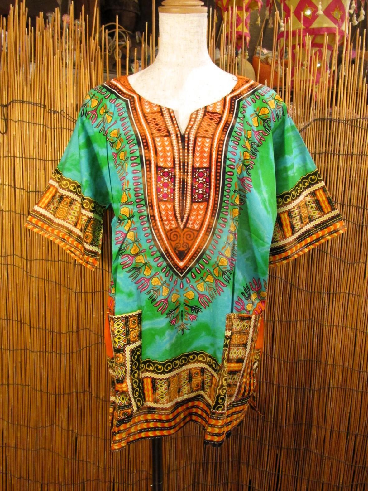 画像2: タイダイ染め＊アフリカンプリント＊ダシキ＊ＤＡＳＨＩＫＩ＊Ｍ