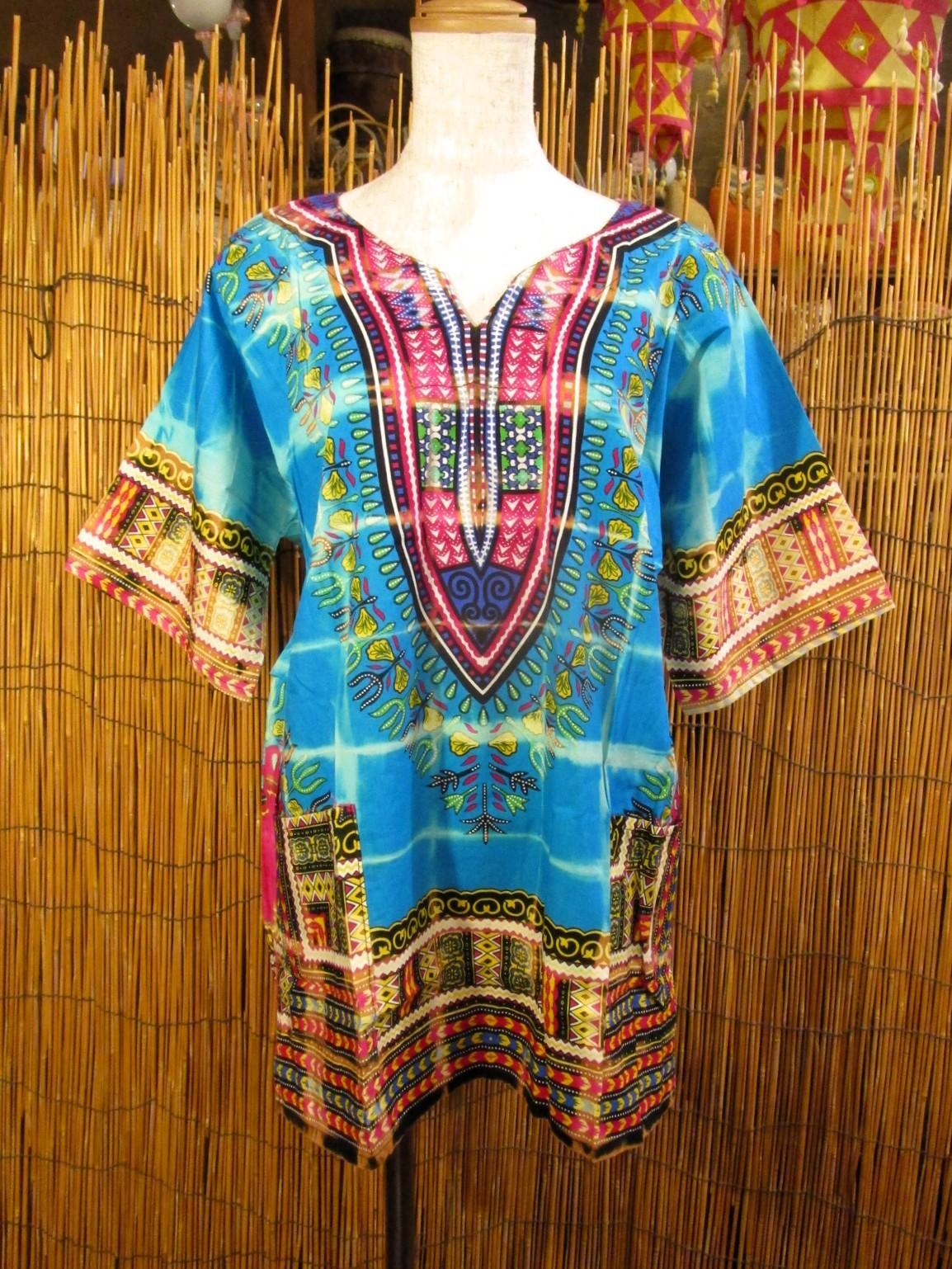 画像2: タイダイ染め＊アフリカンプリント＊ダシキ＊ＤＡＳＨＩＫＩ＊Ｍ
