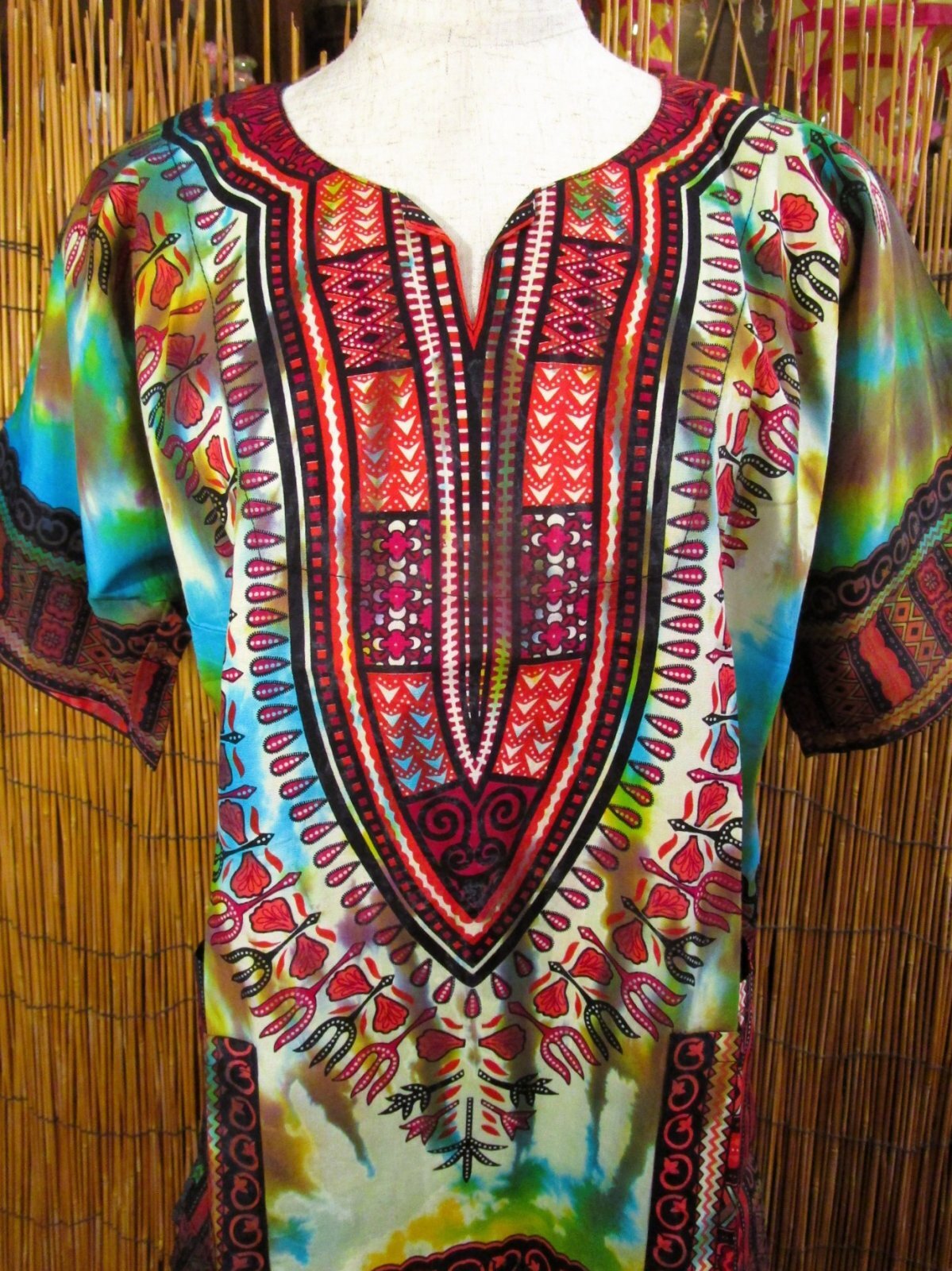 画像: 小さめサイズ＊タイダイ染め＊アフリカンプリント＊ダシキ＊ＤＡＳＨＩＫＩ＊Ｓ
