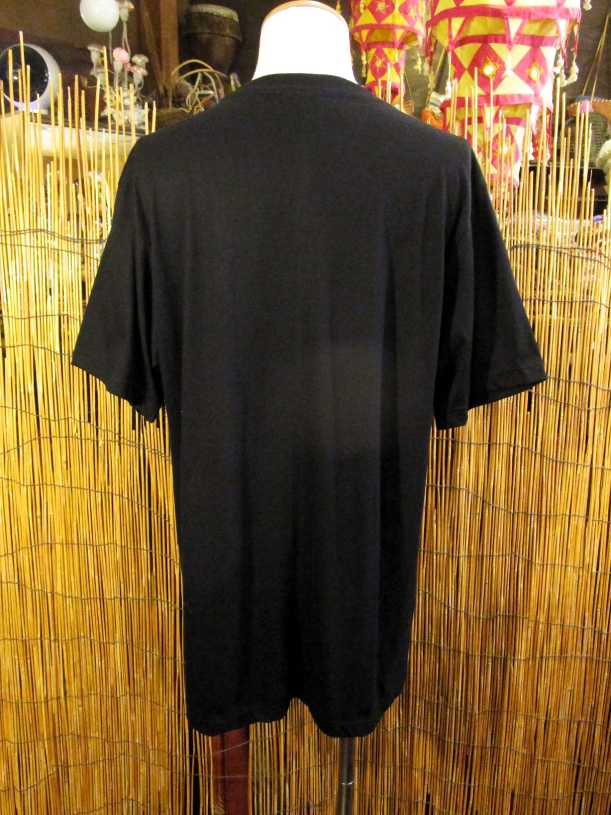 画像4: 黒色＊コットン素材＊抜染プリント＊ロータス＊半袖＊Ｔシャツ＊ＸＬ
