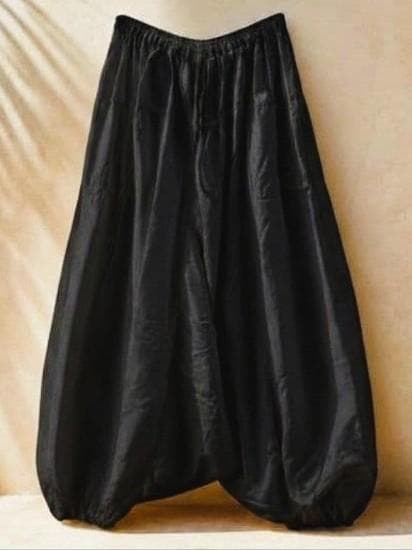 画像: 黒色＊レーヨン素材＊ふんわり＊サルエルパンツ
