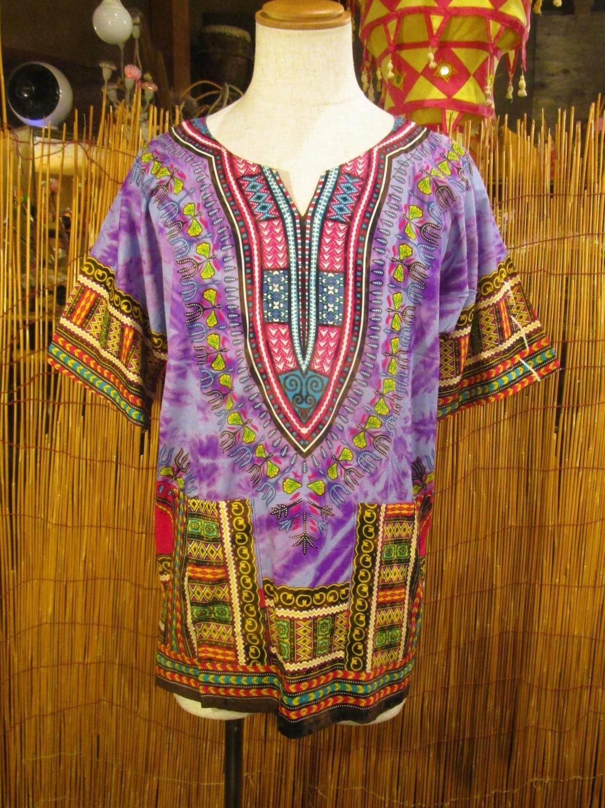 画像2: タイダイ染め＊アフリカンプリント＊ダシキ＊ＤＡＳＨＩＫＩ＊Ｌ