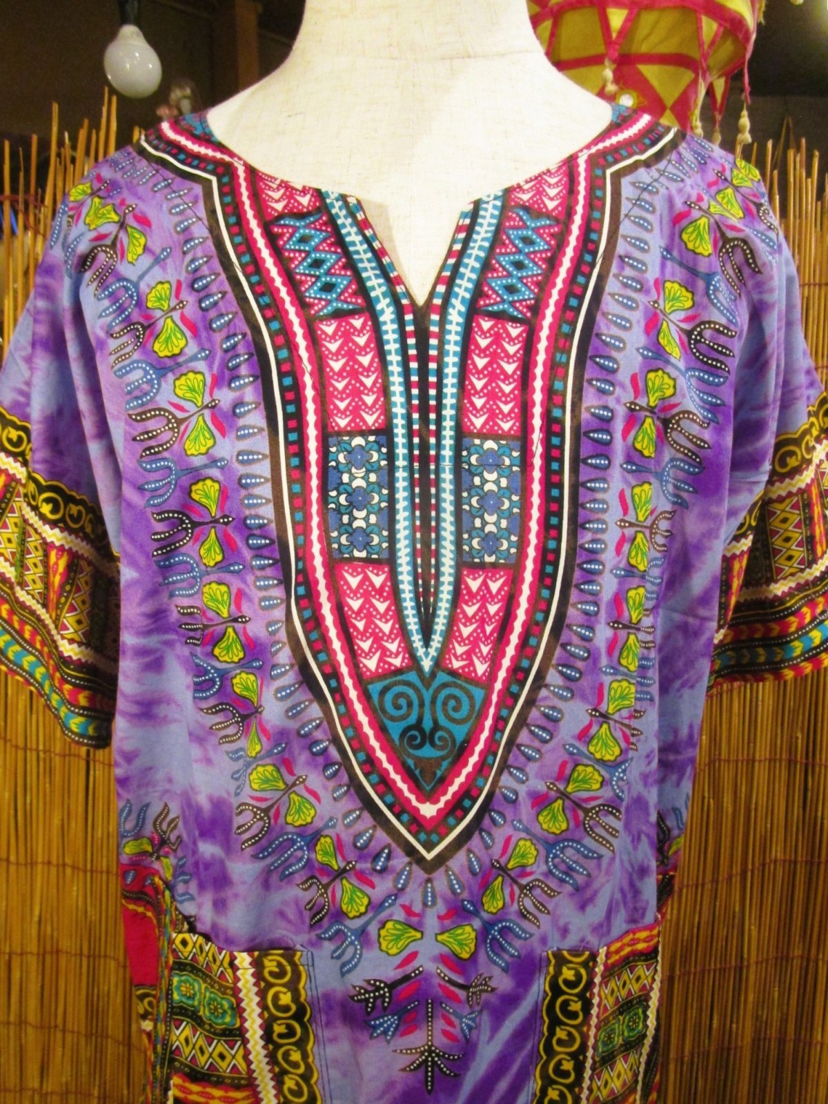 画像: タイダイ染め＊アフリカンプリント＊ダシキ＊ＤＡＳＨＩＫＩ＊Ｌ