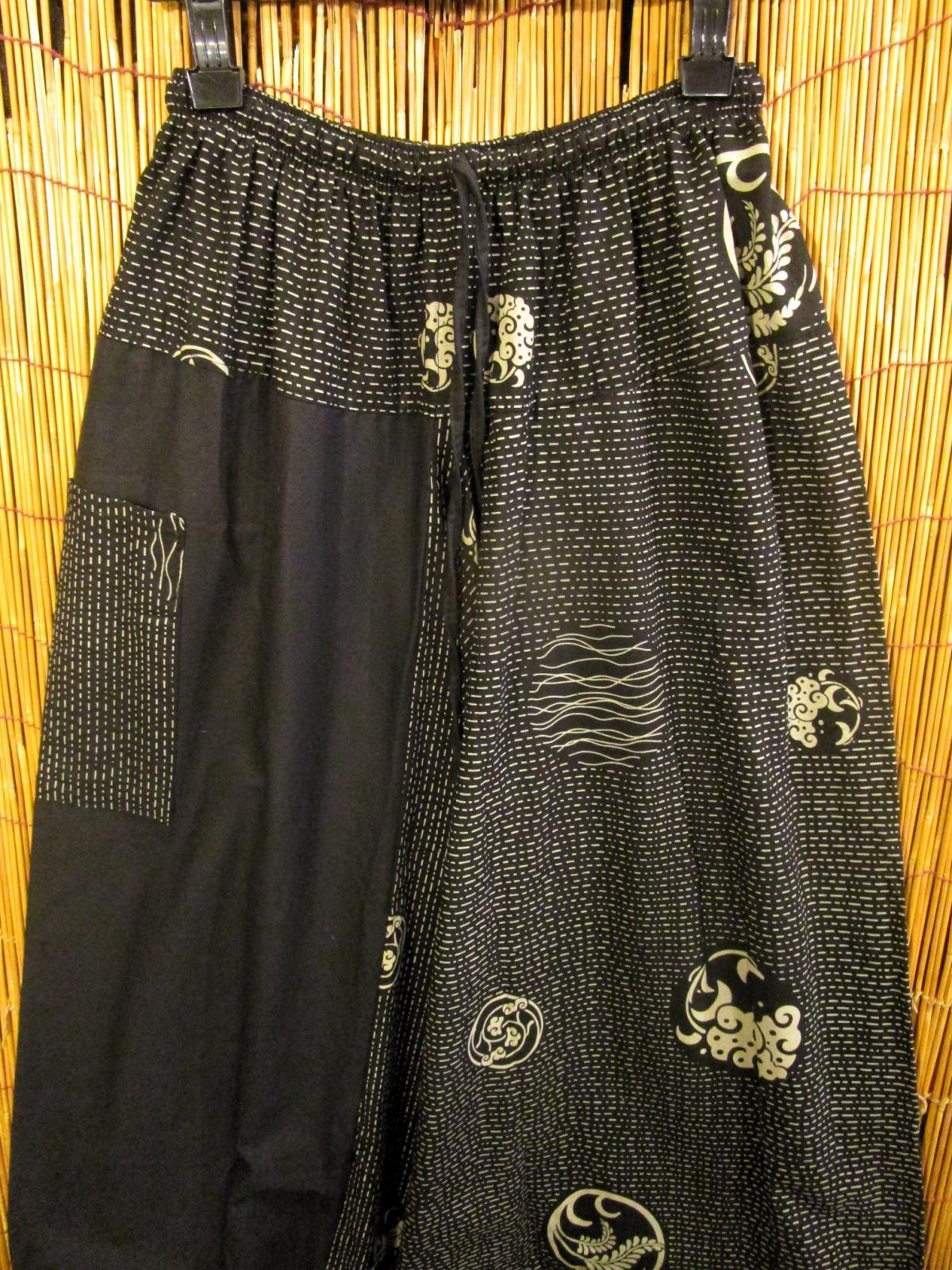 画像3: 黒色＋和風プリント＊切り替え＊コットン素材＊ふんわり＊サルエルパンツ