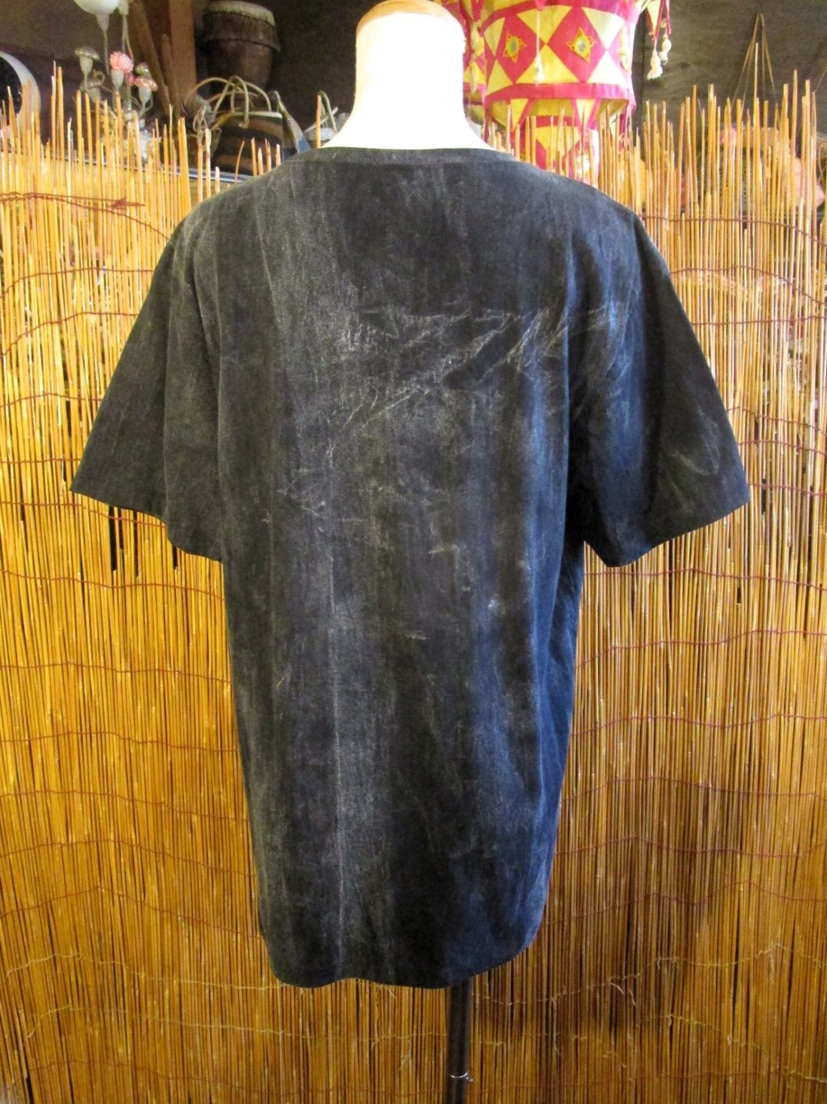 画像4: ストーンウォッシュ加工＊コットン素材＊ふくろう＊ハンドペイント＊半袖Ｔシャツ＊Ｌ