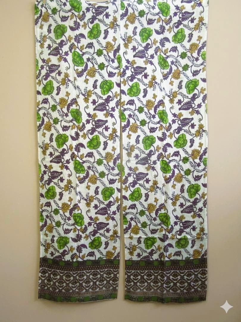 画像1: 【１５０ｃｍ×８５ｃｍ】インド綿＊お花プリント＊暖簾＊のれん
