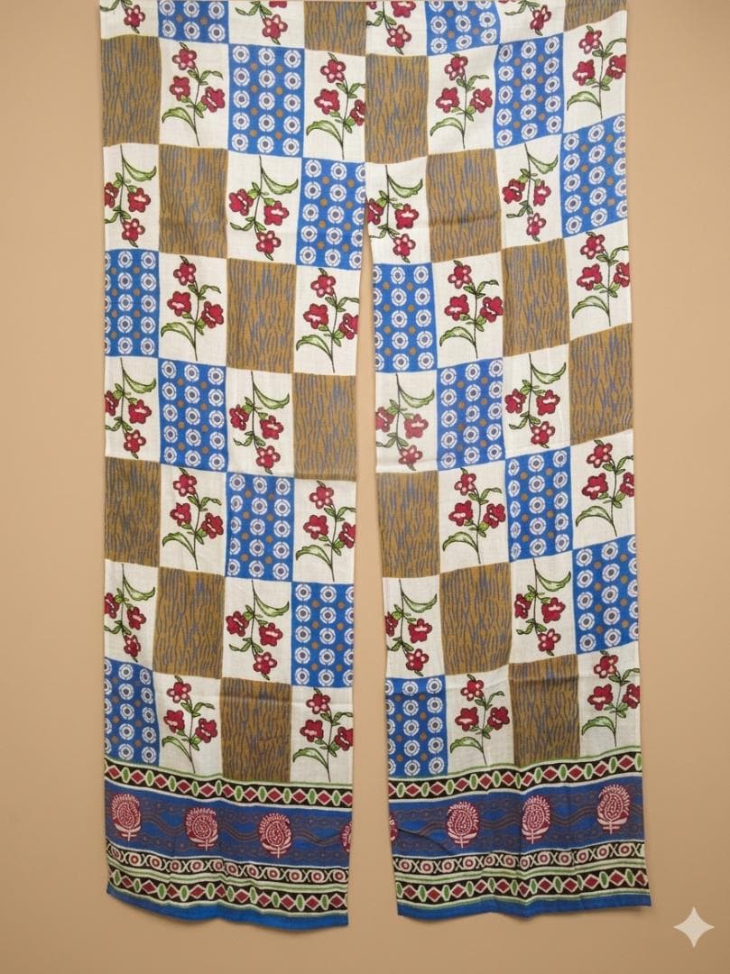 画像1: 【１５０ｃｍ×８５ｃｍ】インド綿＊お花プリント＊暖簾＊のれん