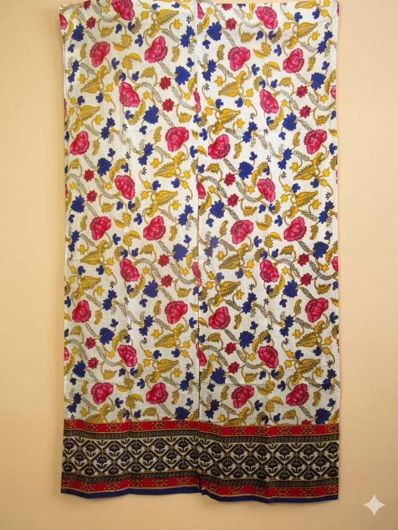 画像1: 【１５０ｃｍ×８５ｃｍ】インド綿＊お花プリント＊暖簾＊のれん