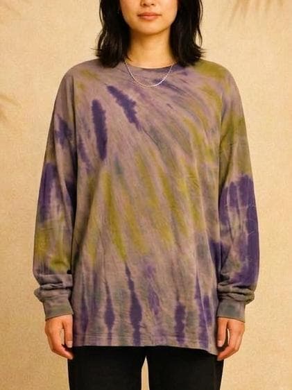 画像1: タイダイ染め＊スパンデック混合＊コットン素材＊長袖＊Ｔシャツ＊ＸＬ