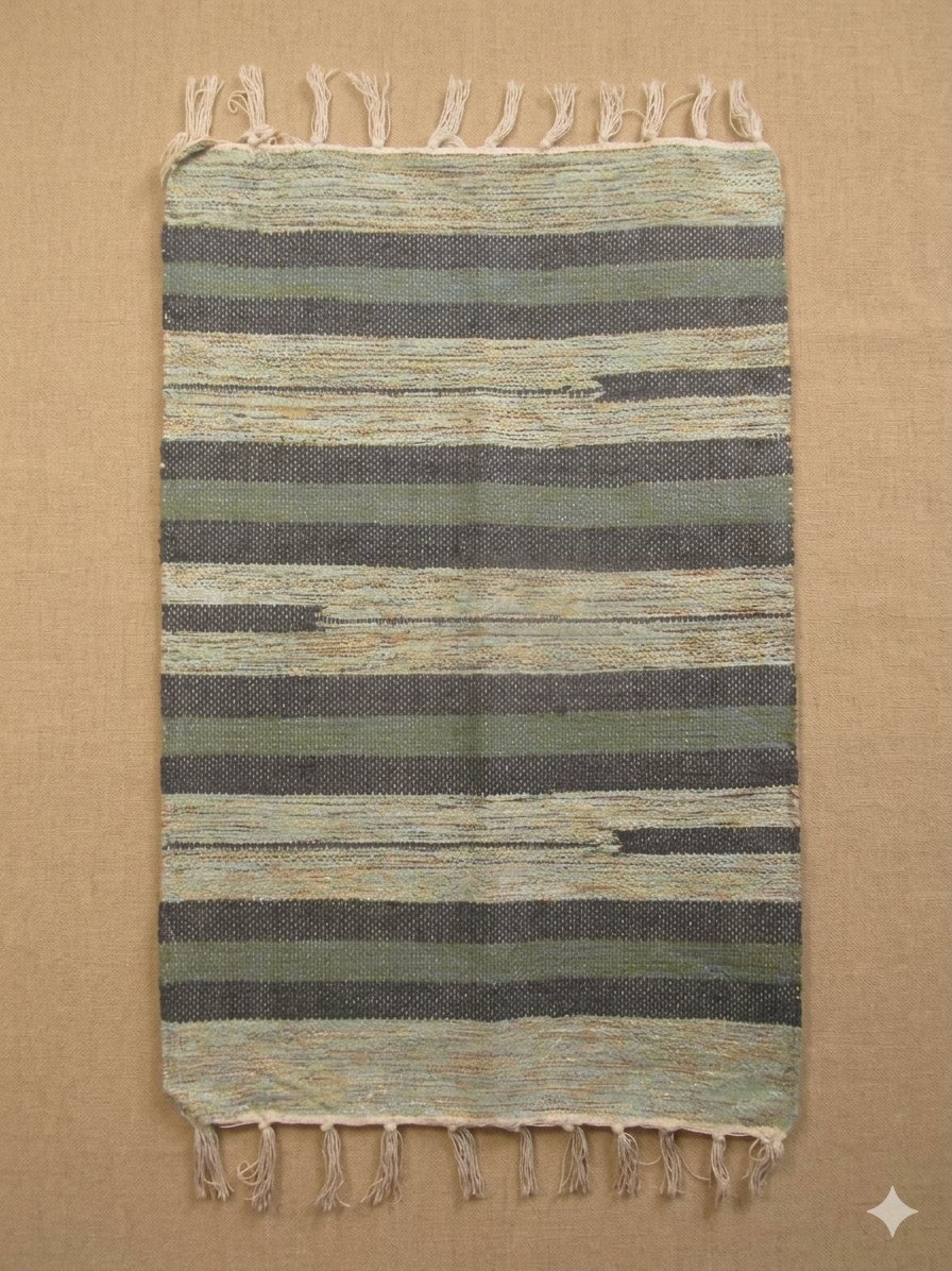 画像1: 【５０ｃｍ×８０ｃｍ】コットン＆ポリエステル素材＊手織り＊シャトルラグマット