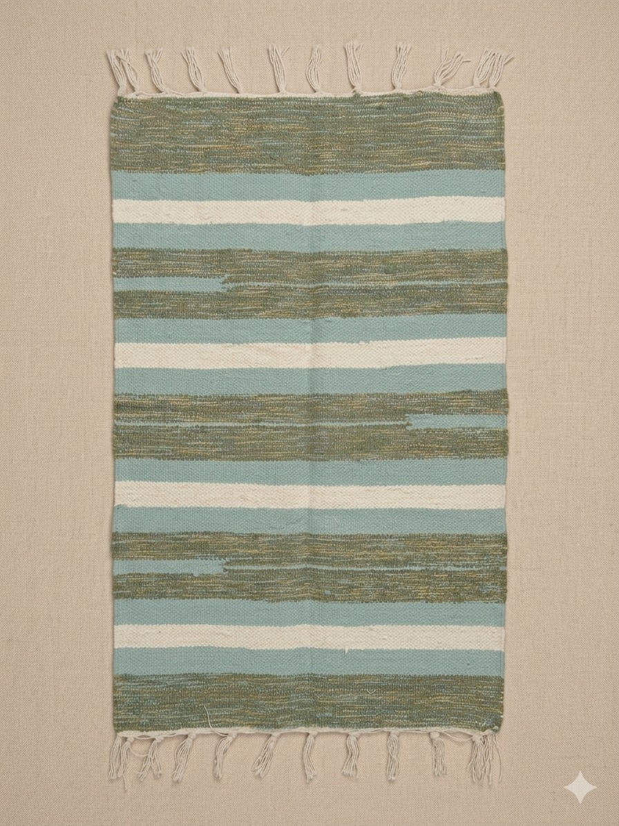 画像1: 【５０ｃｍ×８０ｃｍ】コットン＆ポリエステル素材＊手織り＊シャトルラグマット
