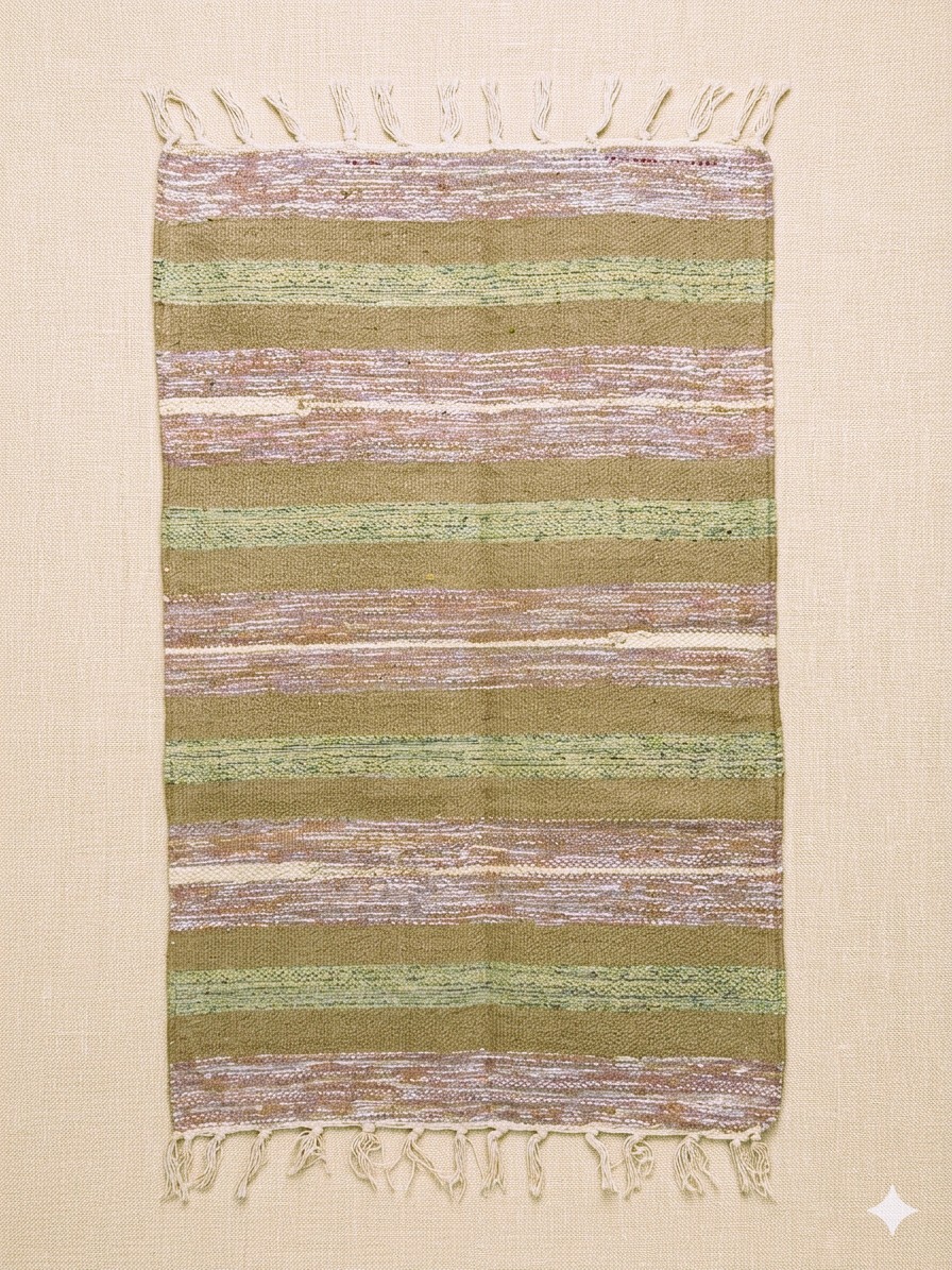 画像1: 【５０ｃｍ×８０ｃｍ】コットン＆ポリエステル素材＊手織り＊シャトルラグマット