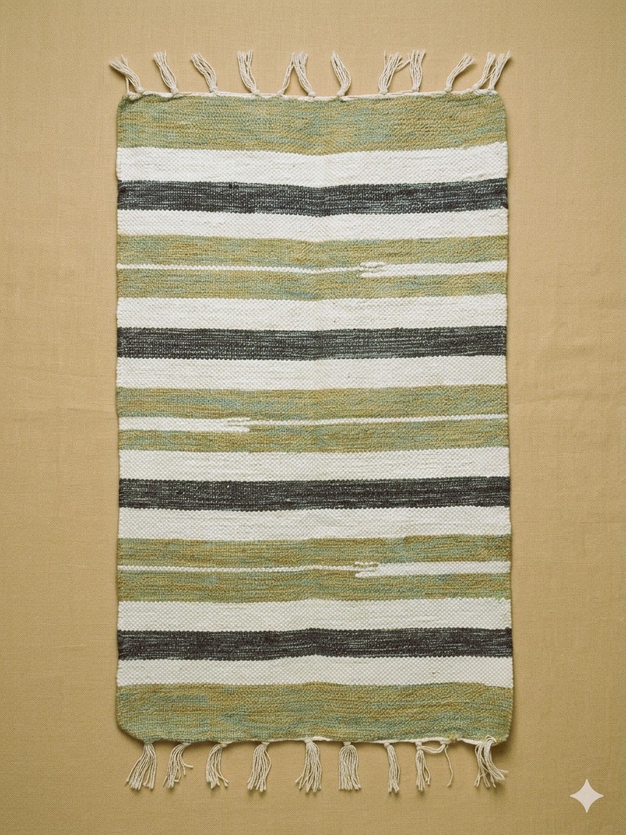 画像1: 【５０ｃｍ×８０ｃｍ】コットン＆ポリエステル素材＊手織り＊シャトルラグマット