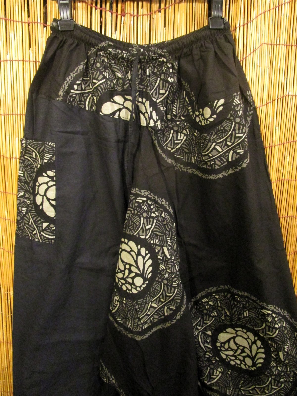 画像3: 黒色＋和風プリント＊切り替え＊コットン素材＊ふんわり＊サルエルパンツ