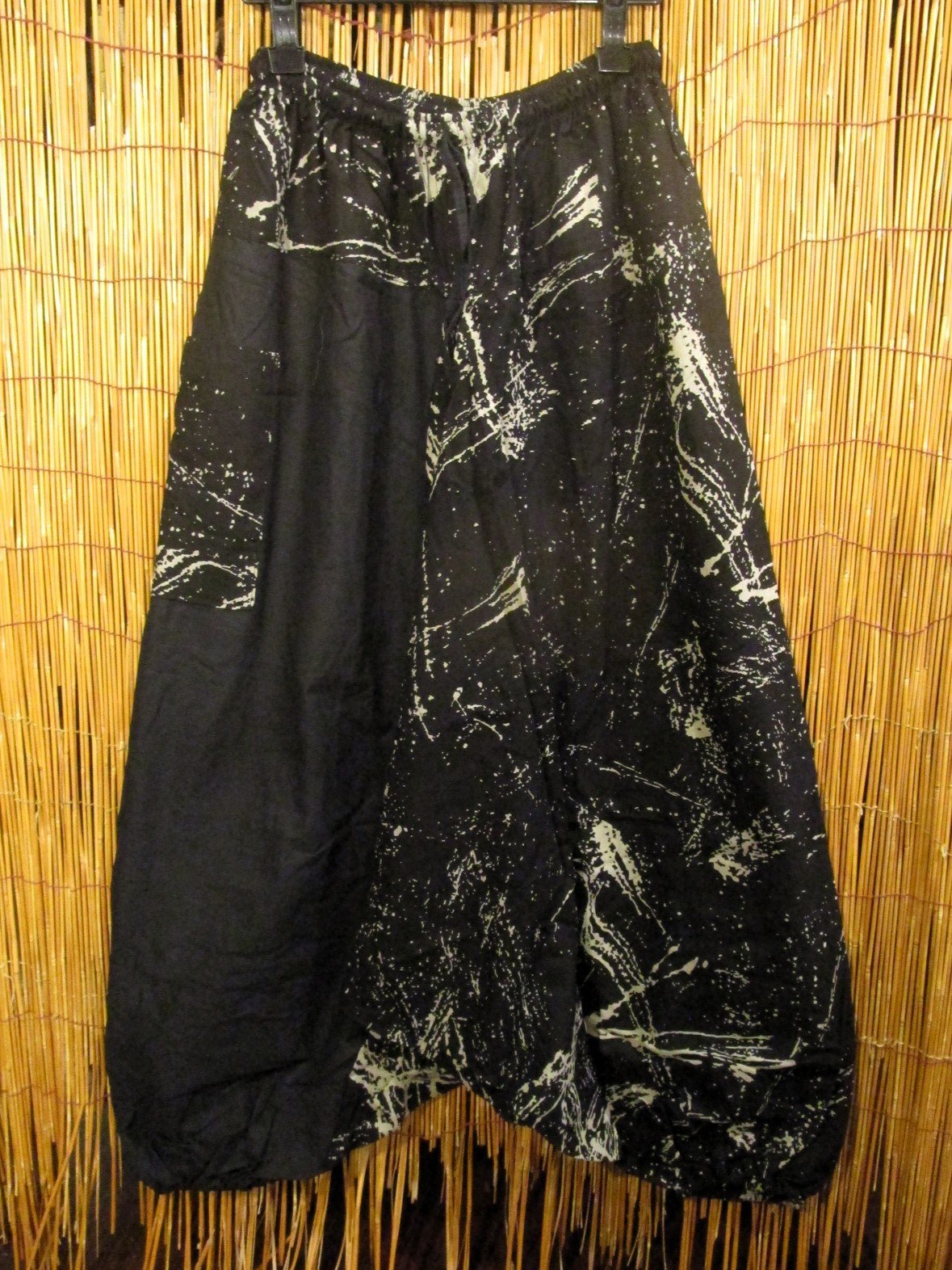 画像2: 黒色＋和風プリント＊切り替え＊コットン素材＊ふんわり＊サルエルパンツ