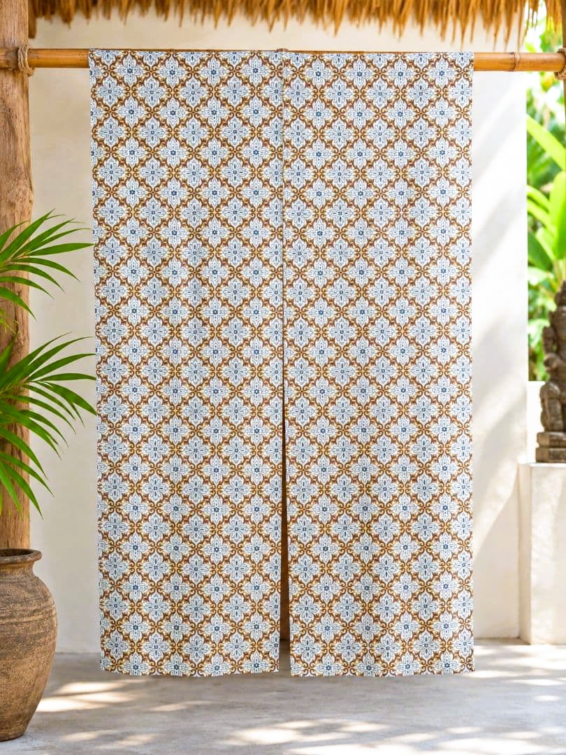 画像2: 【１５０ｃｍ×８５ｃｍ】インド綿＊レトロ調プリント＊暖簾＊のれん