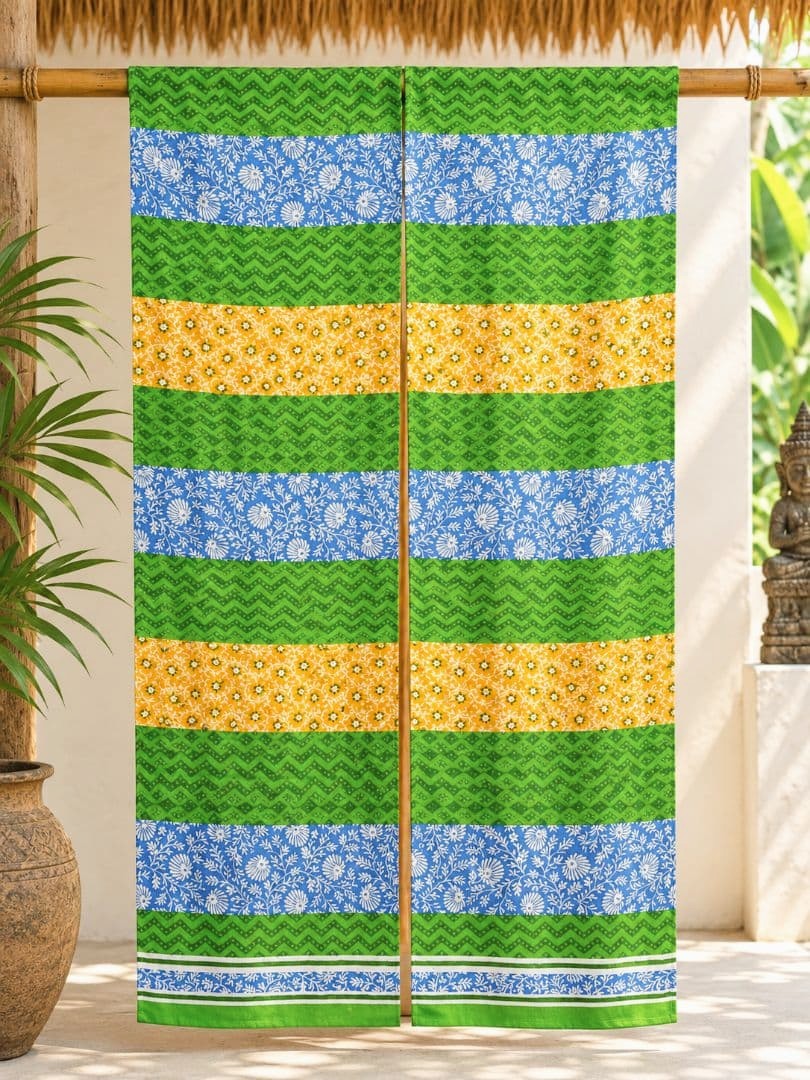 画像2: 【１５０ｃｍ×８５ｃｍ】インド綿＊レトロ調プリント＊暖簾＊のれん