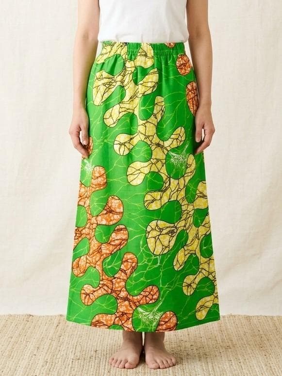 画像1: パーニュ生地＊コットン素材＊アフリカンプリント＊ロングスカート