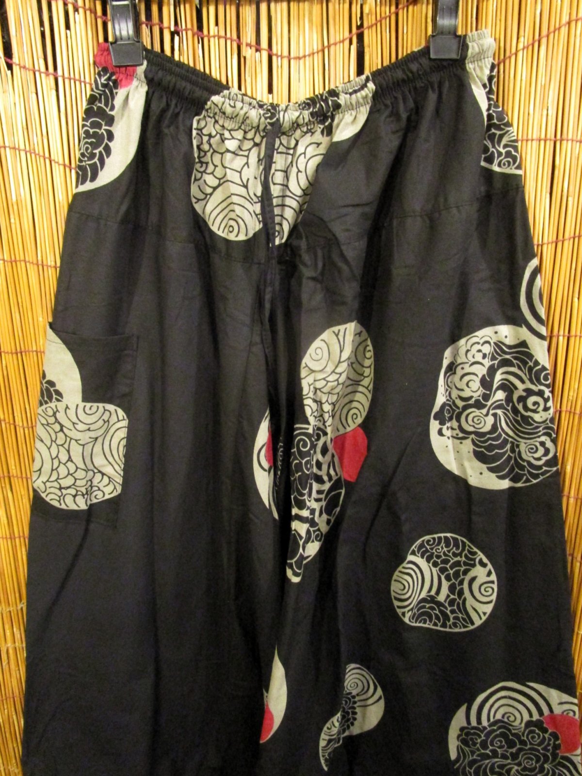 画像3: 黒色＋和風プリント＊切り替え＊コットン素材＊ふんわり＊サルエルパンツ