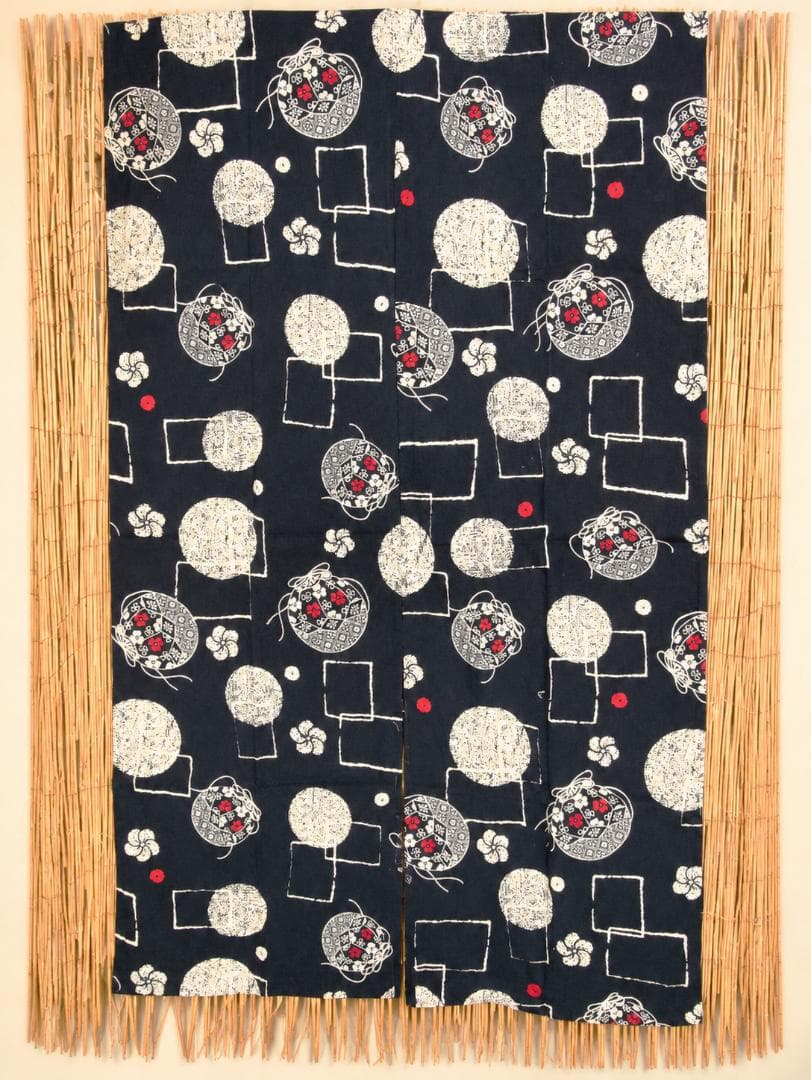 画像1: 【１５０ｃｍ×８５ｃｍ】インド綿＊和風プリント＊暖簾＊のれん