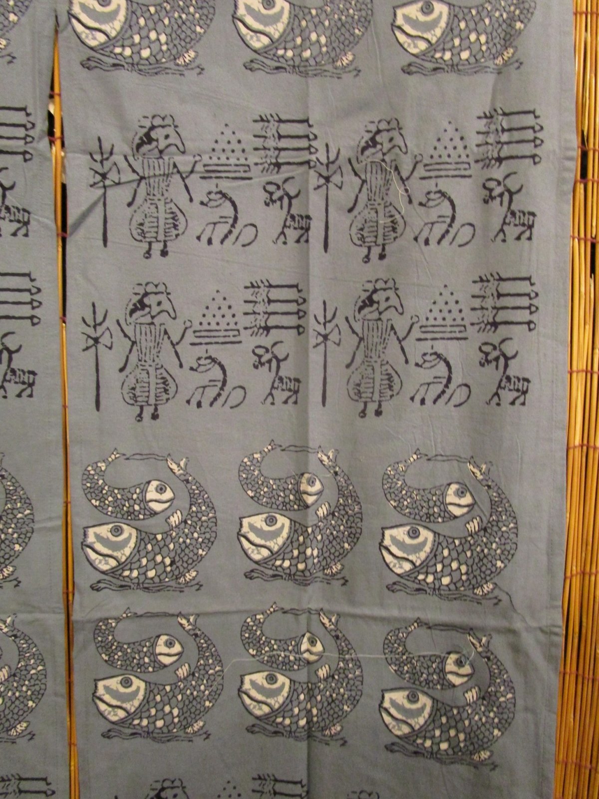 画像4: 【１５０ｃｍ×８５ｃｍ】インド綿＊魚プリント＊暖簾＊のれん