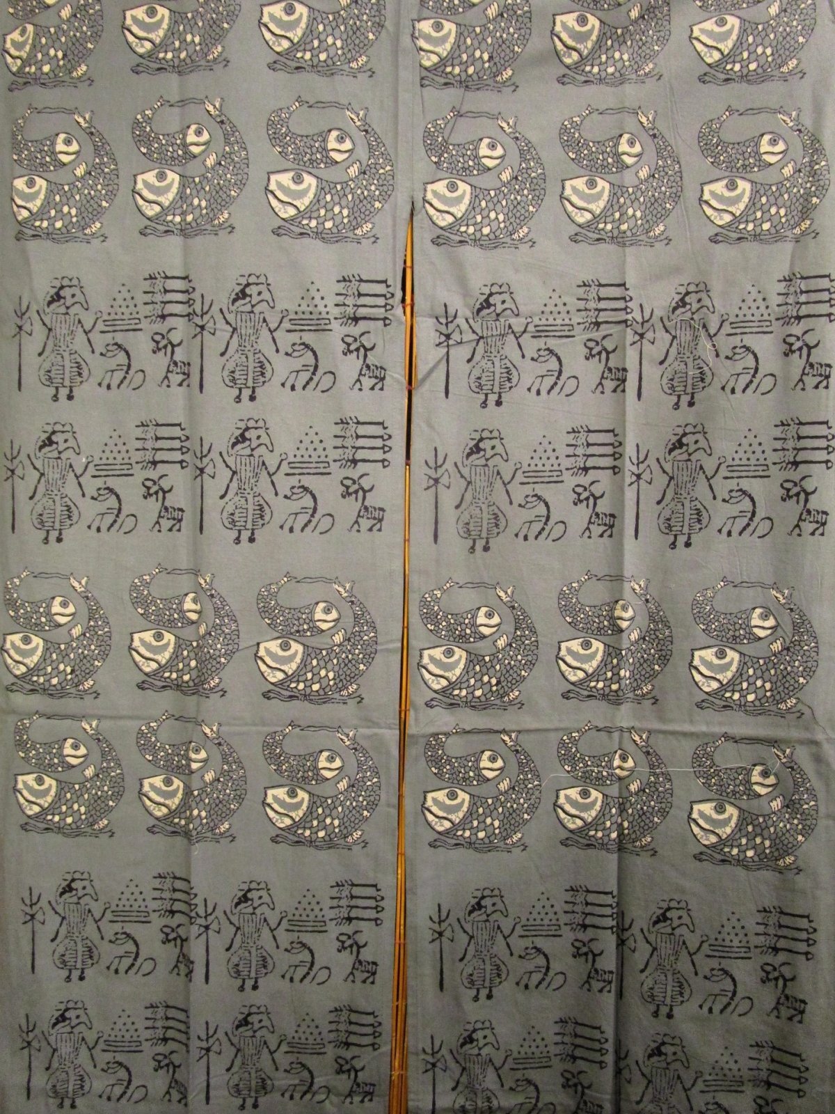 画像3: 【１５０ｃｍ×８５ｃｍ】インド綿＊魚プリント＊暖簾＊のれん