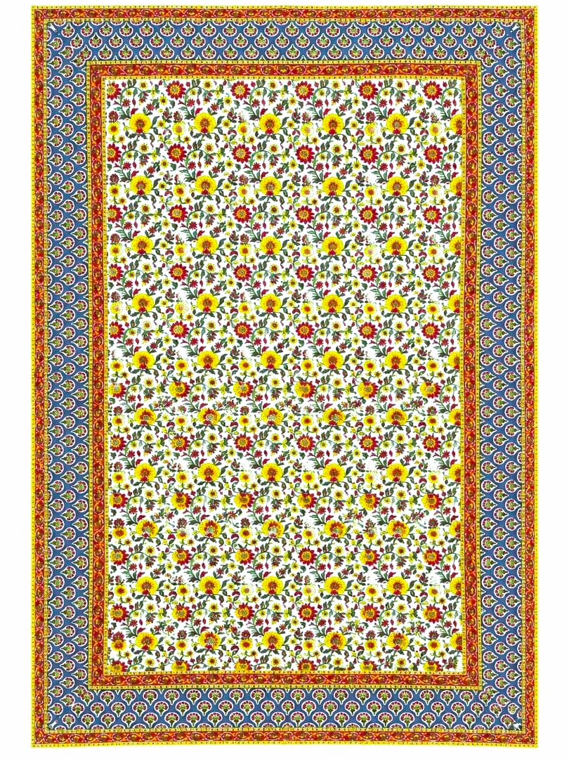 画像1: 【２２０ｃｍ×１５０ｃｍ】インド綿＊お花プリント＊マルチクロス