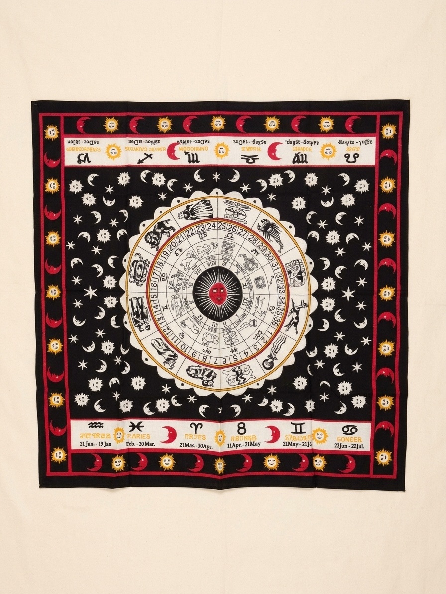 画像1: 【１０５ｃｍ×１０５ｃｍ】インド綿＊十二星座＊マルチクロス