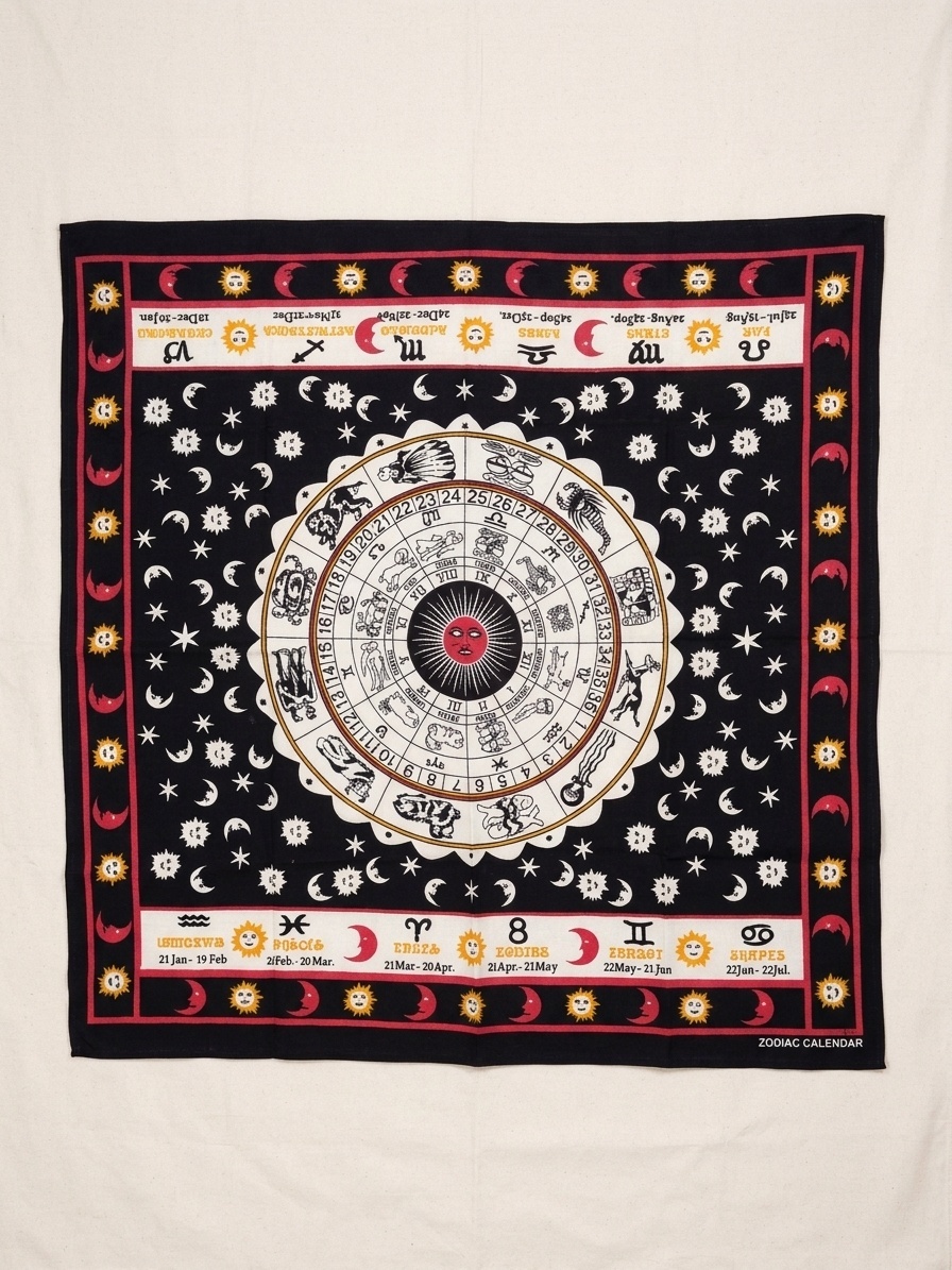 画像1: 【１０５ｃｍ×１０５ｃｍ】インド綿＊十二星座＊マルチクロス