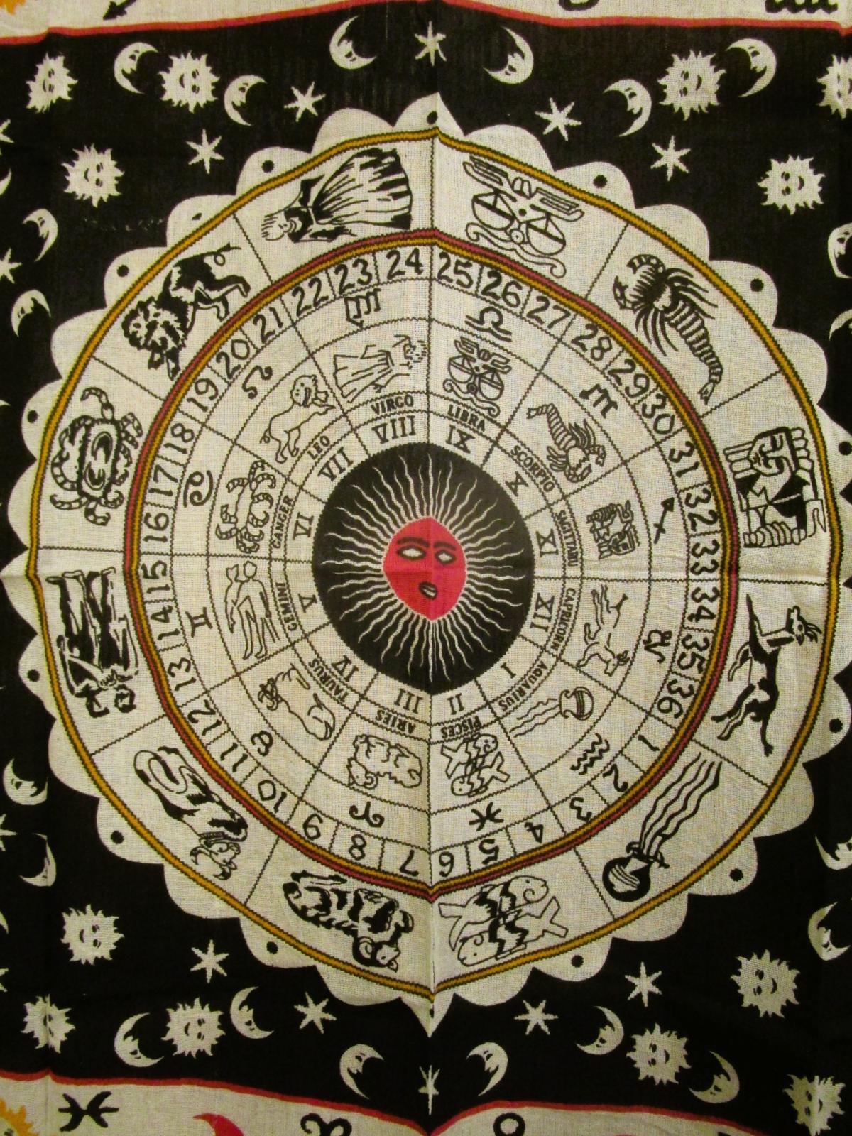 画像: 【１０５ｃｍ×１０５ｃｍ】インド綿＊十二星座＊マルチクロス