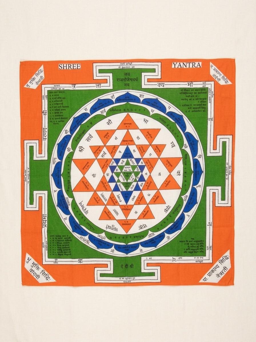 画像1: 【１０５ｃｍ×１０５ｃｍ】インド綿＊ヤントラ＊マルチクロス