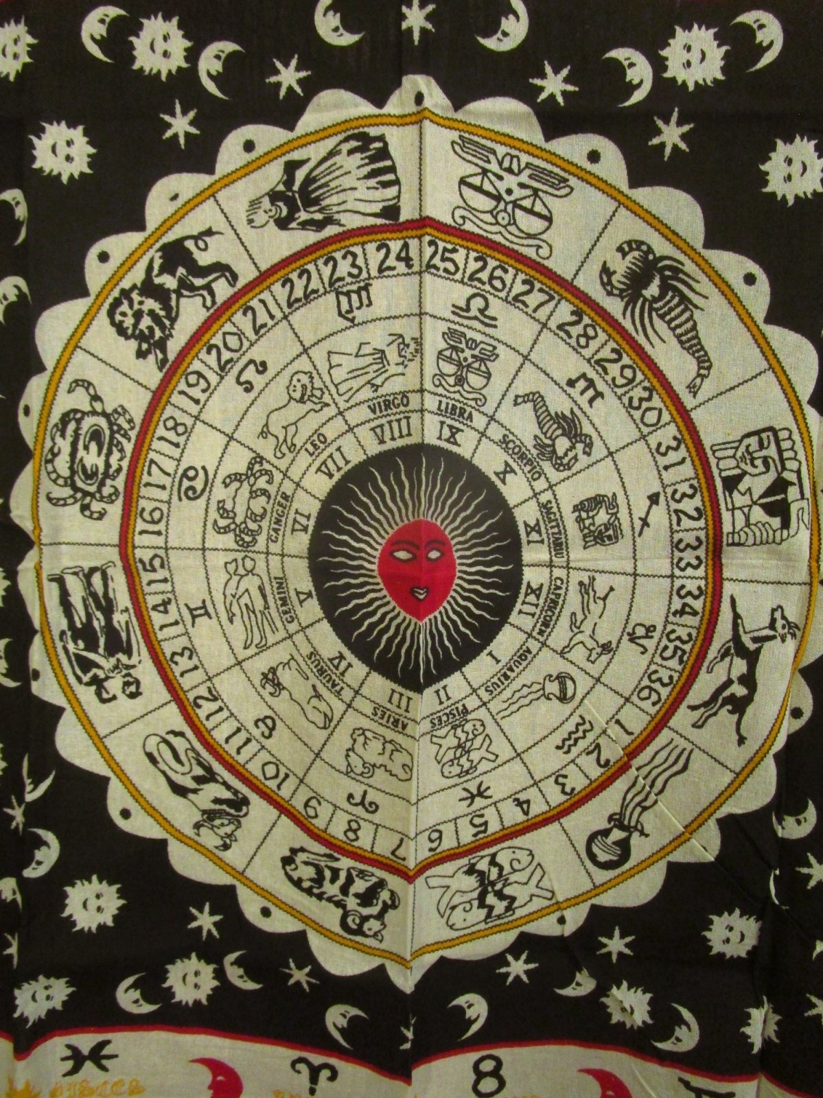 画像: 【１０５ｃｍ×１０５ｃｍ】インド綿＊十二星座＊マルチクロス