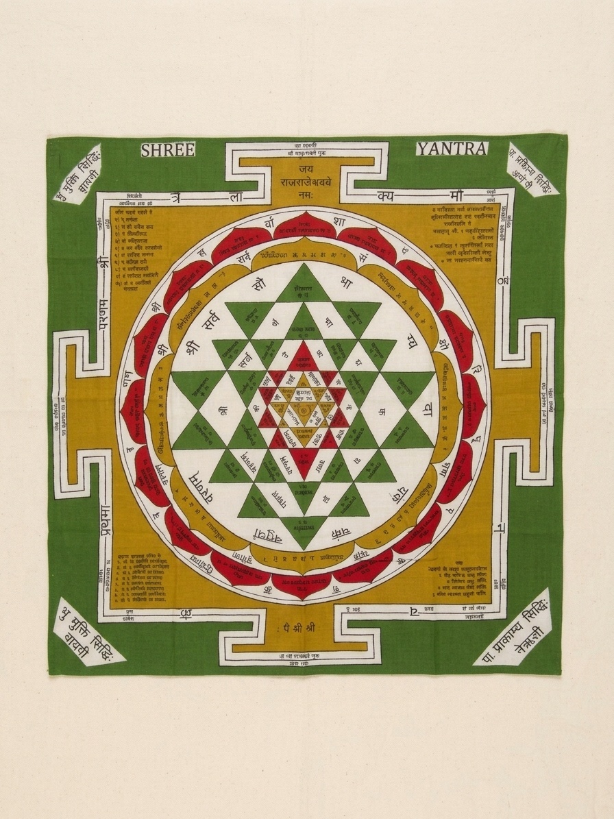 画像1: 【１０５ｃｍ×１０５ｃｍ】インド綿＊ヤントラ＊マルチクロス