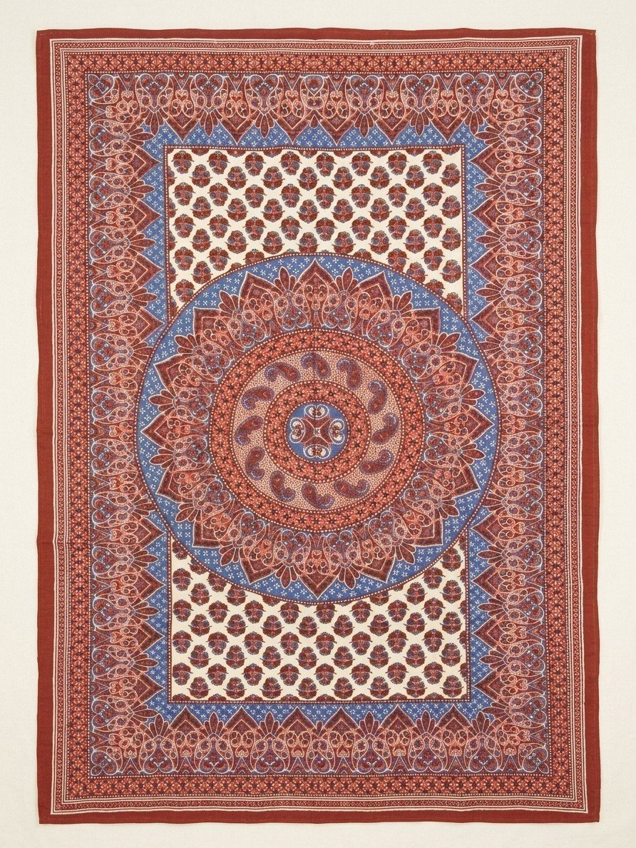 画像1: 【２２０ｃｍ×１５０ｃｍ】インド綿＊ペイズリープリント＊マルチクロス