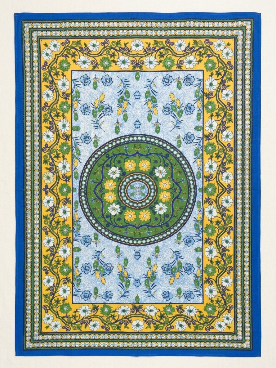 画像1: 【２２０ｃｍ×１５０ｃｍ】インド綿＊お花プリント＊マルチクロス