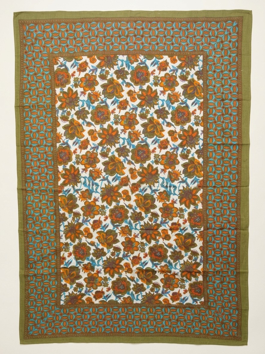 画像1: 【２２０ｃｍ×１５０ｃｍ】インド綿＊お花プリント＊マルチクロス