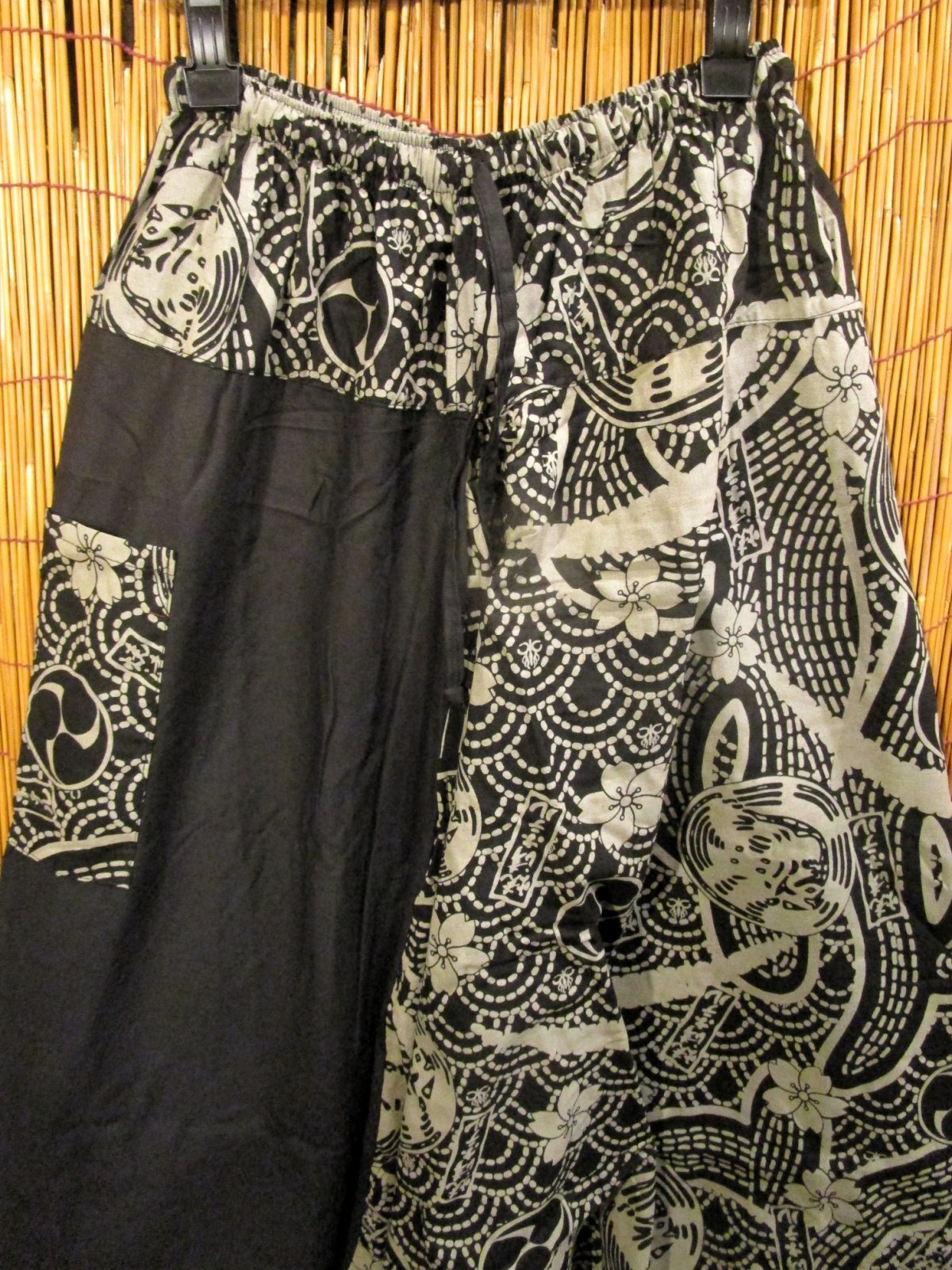画像3: 黒色＋和風プリント＊切り替え＊コットン素材＊ふんわり＊サルエルパンツ